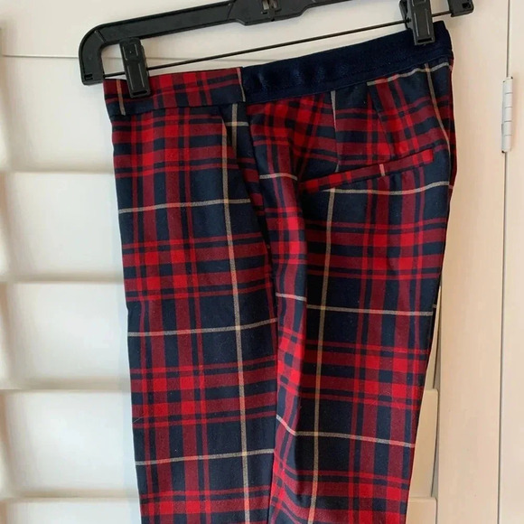 ZARA BASIC GUC Red Plaid Pants Trousers - Picture 3 of 6